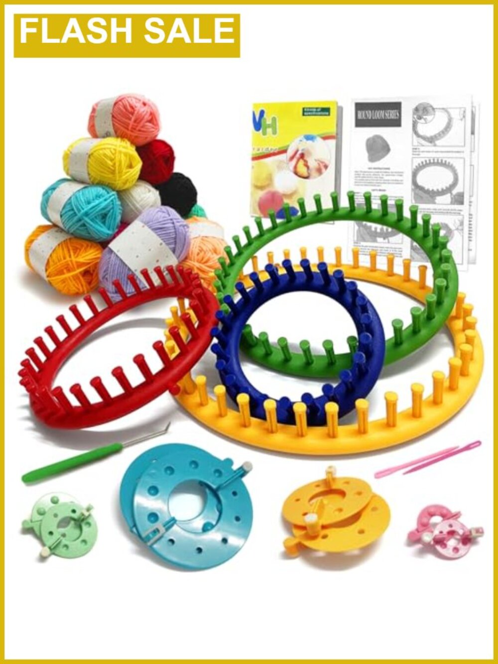 Loom Knitting Kit 23PCS Round Looms Yarn Pom Pom Maker Beginner Set